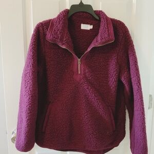 Time and Tru Deep Purple Fleece Quarter-zip